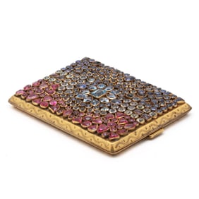 An American Jeweled Gold-Plated Copper Case