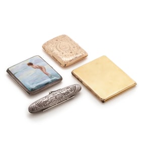 Four Silver-Plated and Gold-Plated Cigarette and Cigar Cases
