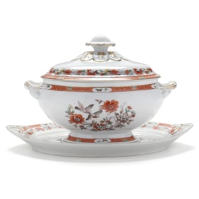 Mottahedeh Birds & Magnolia Lidded Tureen and Tray