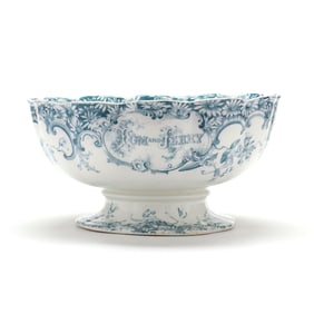 Antique Furnival Transferware "Tom and Jerry" Footed Punch Bowl