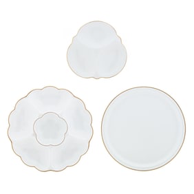 Three Royal Worcester White and Gold Porcelain Serving Pieces