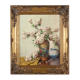 Volney Allan Richardson (American, 1880-1955), Still Life with Vase and Cherry Blossoms