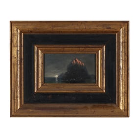 Vintage Painting of an Iceberg with Penguins