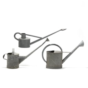 Three Vintage Galvanized Metal Watering Cans