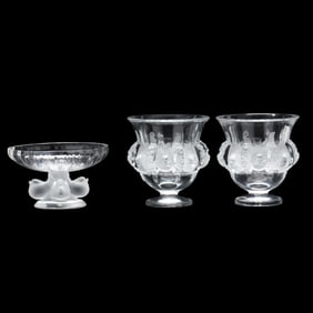 Pair of Lalique Crystal Vases and Compote