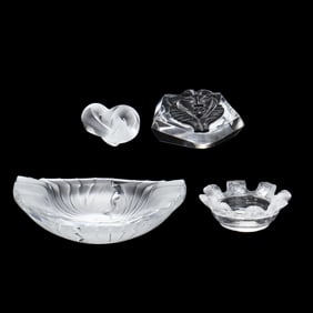 Four Lalique Crystal Desk Accessories