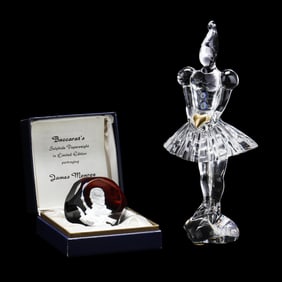 Baccarat Statuette and Crystal Sulphide Paperweight