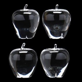 Four Steuben Crystal Apples
