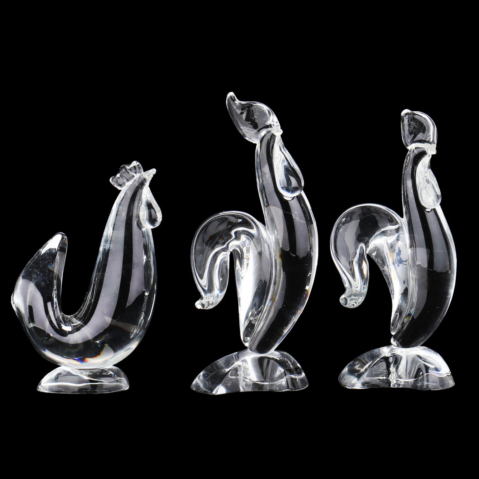 Two Steuben Crystal Roosters and a Hen (1 of 7)