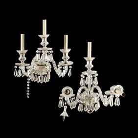 Pair of Regency Style Cut Glass Sconces