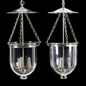 Pair of Contemporary Smoke Bell Pendant Lights