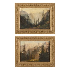 German School (Early 20th Century), Pair of Alpine Landscapes, Signed