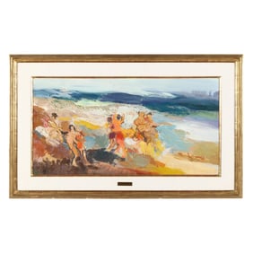 Eugenius Pilawa (Polish, b. 1925), Bathers on the Beach