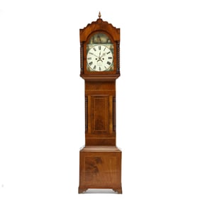 Scottish George III Inlaid Mahogany Tall Case Automaton Clock, David Harris