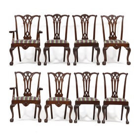 Assembled set of Eight Chippendale Style Mahogany Dining Chairs