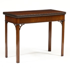 English Chippendale Style Carved Mahogany Concertina Card Table