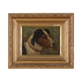 A Vintage Portrait of a Terrier