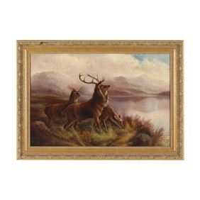 Robert Cleminson (British, 1864-1903), Deer in the Highlands