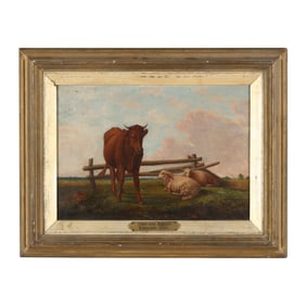 English School (Circa 1900), Cow and Sheep