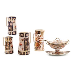 A Collection of English Imari Servingware Items