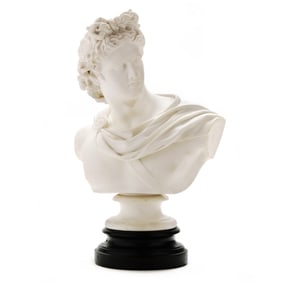 A Parianware Bust of Apollo , Signed C. Delpech