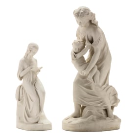Two Copeland Parianware Allegories, Reading Girl and Early Struggles