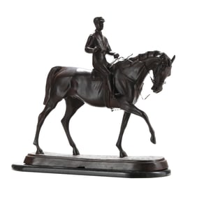 After Pierre Jules Mene (French, 1810-1879), Bronze Horse and Jockey