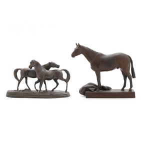 Two Bronze Castings of Equestrian Theme