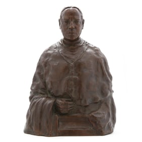 Cartaino S. Paolo (Italian/American,1882-1955), Patinated Bronze Bust of a Cardinal