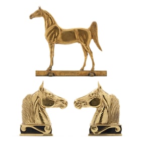 Three Brass Figural Horse Accessories by Virginia Metal Crafters