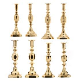Four Pairs of Antique English Diamond Jubilee Candlesticks