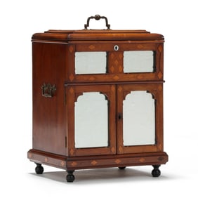 Inlaid Mahogany Mirrored Jewelry Cabinet