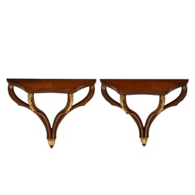 Maitland Smith, Pair of Carved and Gilt Mahogany Wall Brackets