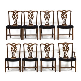 Eight Chippendale Style Mahogany Dining Chairs