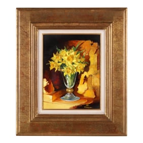 A Contemporary Still Life Painting of Daffodils