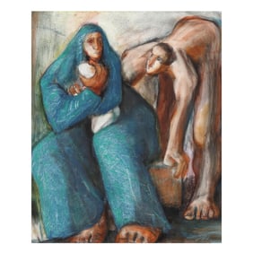 Eve Whitaker (American), Mother and Child with Man