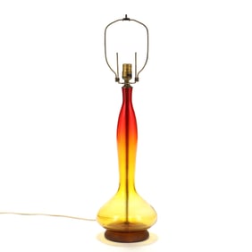 Vintage Blenko Amberina Glass Table Lamp