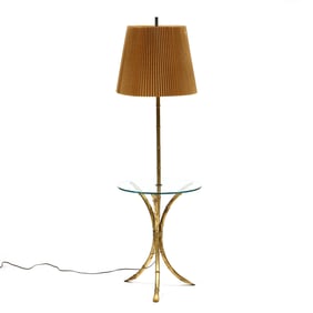 Vintage Faux Bamboo Gilt Floor Lamp