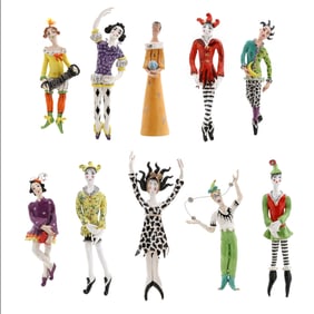 Justine Ferreri (NC), A Grouping of Ten Whimsical Ceramic Figures