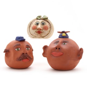Three Vintage Ceramic Heads