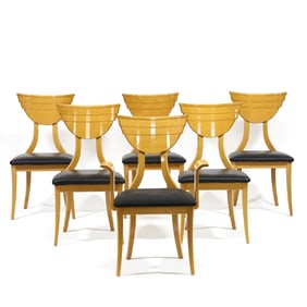 Six Contemporary Italian Beech Dining Chairs