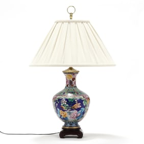 A Japanese Cloisonné Vase Fitted as a Table Lamp
