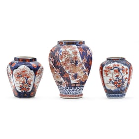 Three Japanese Imari Porcelain Mantel Vases