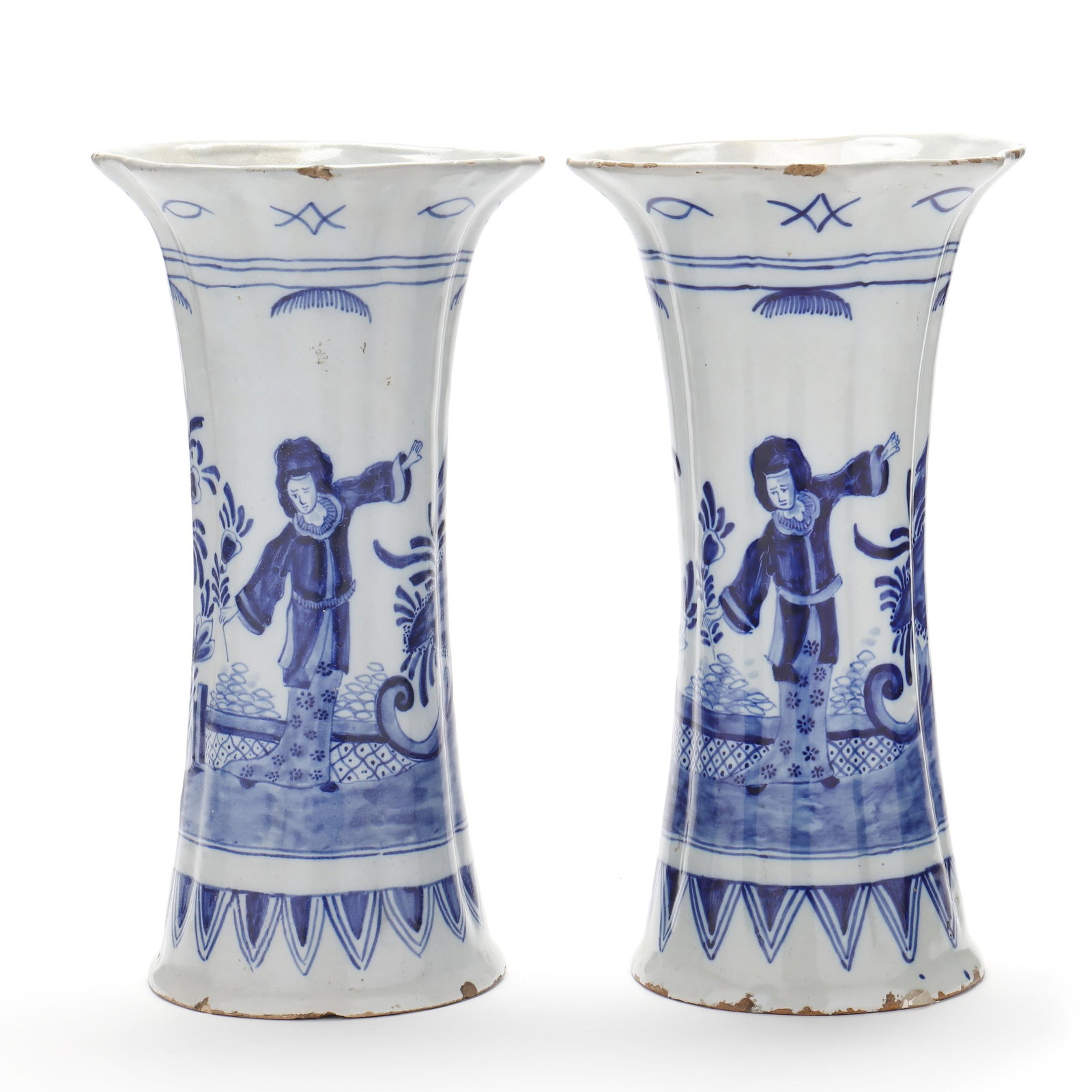 A Pair of Dutch Delft Beaker Vases, De Lampetkan (1 of 5)