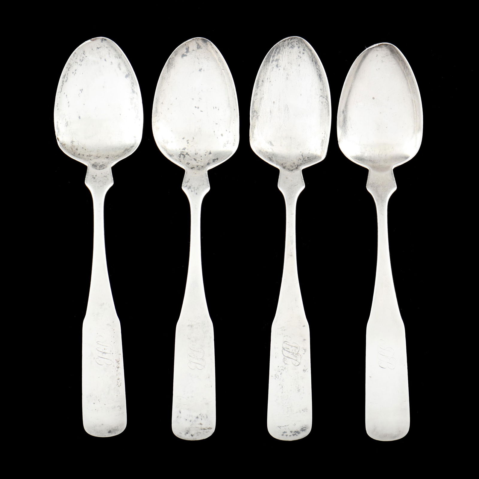 Set of Four Rare Virginia Coin Silver Tablespoons, Mark of William B. Cordell (1 of 3)
