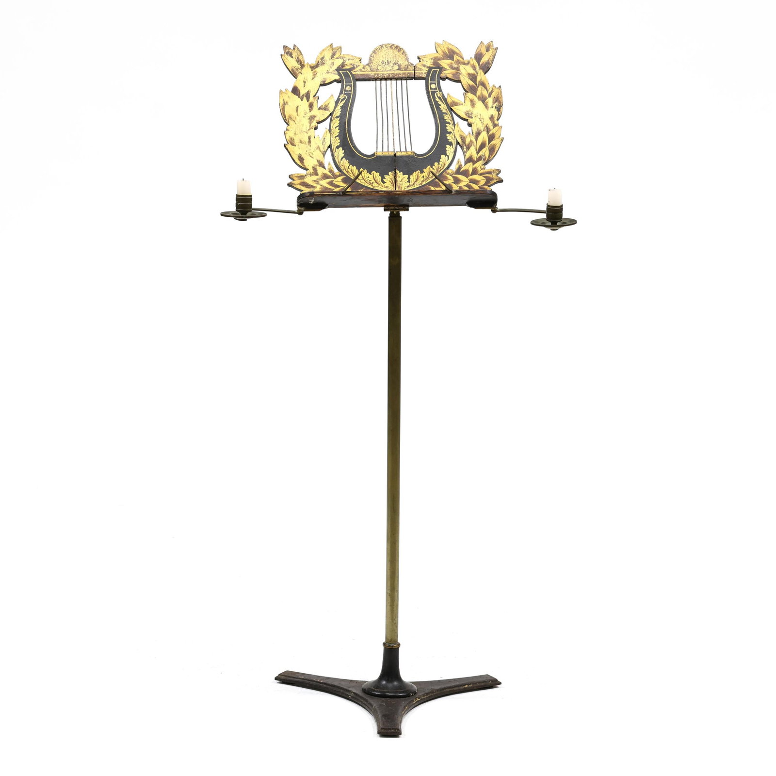 Antique Paint Decorated Brass and Iron Music Stand (1 of 5)
