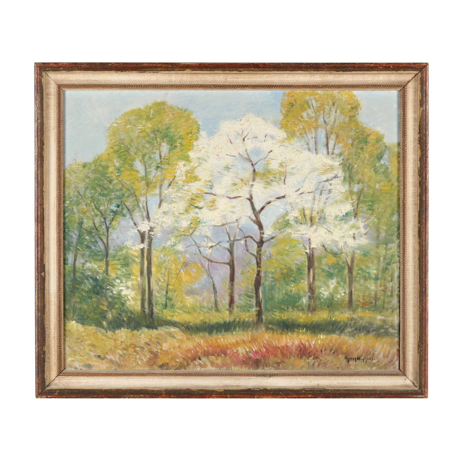 Guy Carleton Wiggins (American, 1883-1962), Spring at Black Mountain: Guy Carleton Wiggins (American, 1883-1962), Spring at Black Mountainoil on canvas, 1948, signed at lower right, inscribed and dated to verso, presented in a period frame. Stretcher size 25 x 30 in.; F