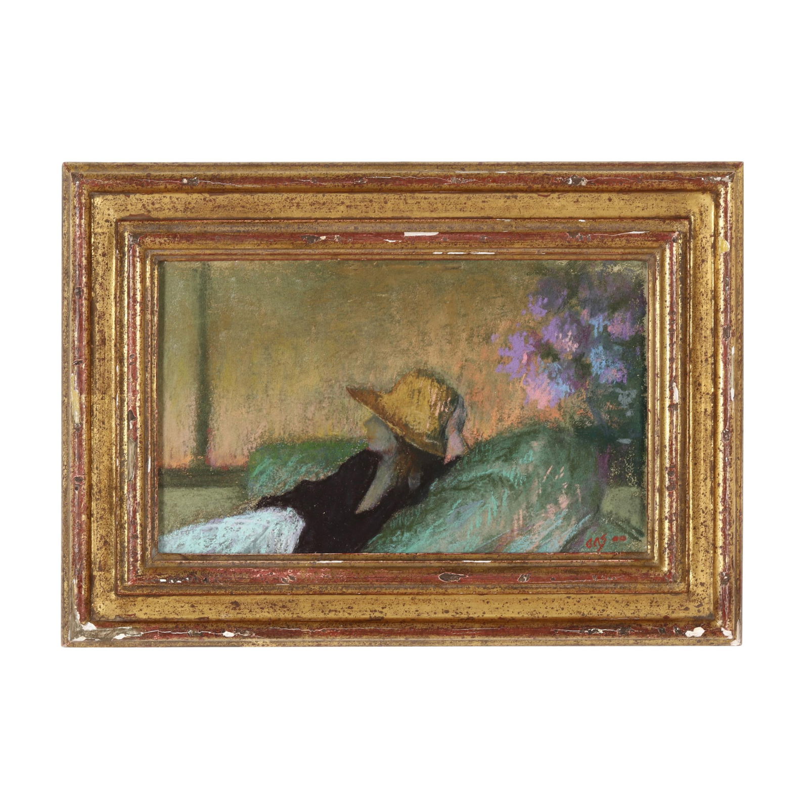 Aaron Shikler (American, 1922-2015), Reclining Figure: Aaron Shikler (American, 1922-2015), Reclining Figurepastel on quartz board, 2000, signed with artist's monogram and dated at lower right, framed under glass. Board 5 1/2 x 9 in.; Frame dimensions 8 3