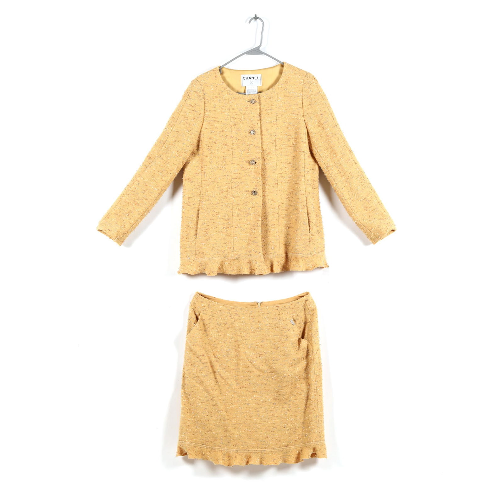 Vintage Chanel Yellow Tweed Skirt and Jacket Set (1 of 8)