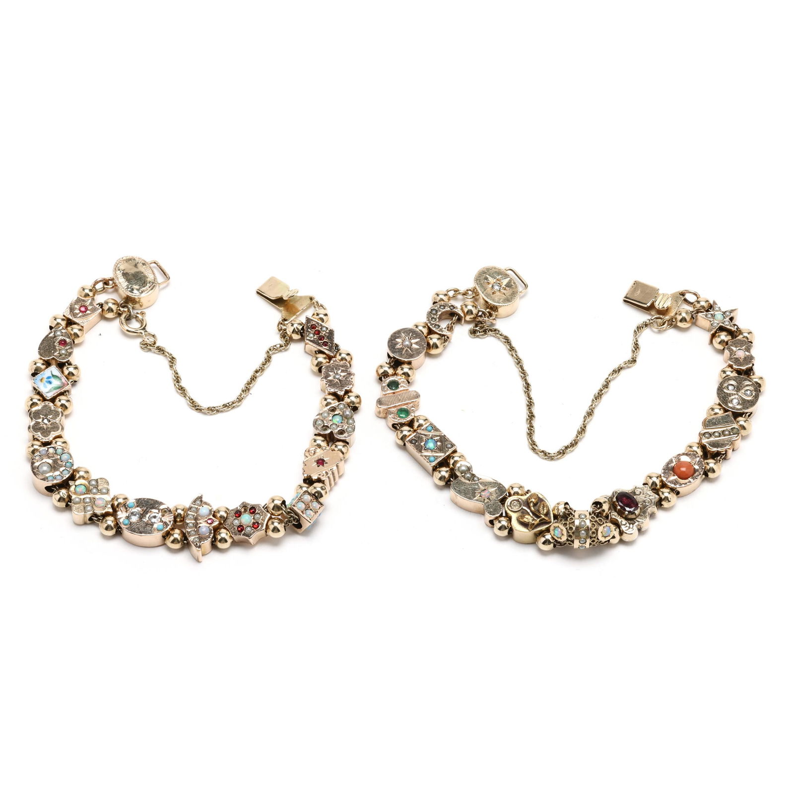 Two Gold Slide Charm Bracelets, Richard Glatter (1 of 5)